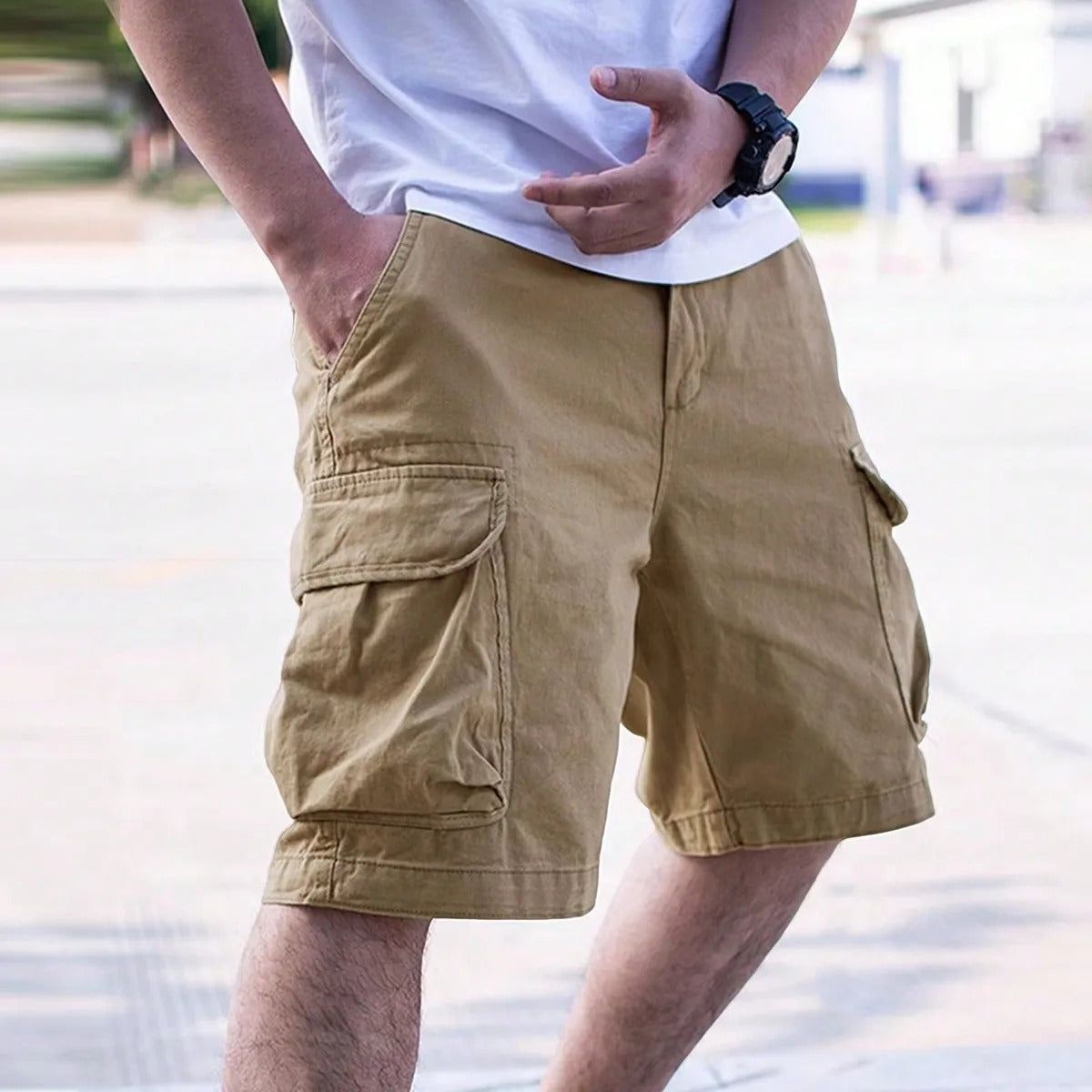 Men's Cotton Cargo Shorts with Utility Pockets