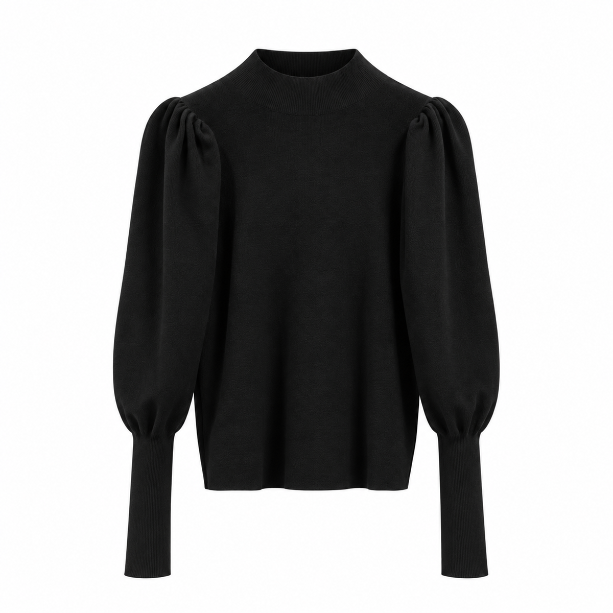 Women's High Neck Jumper with Puff Sleeves