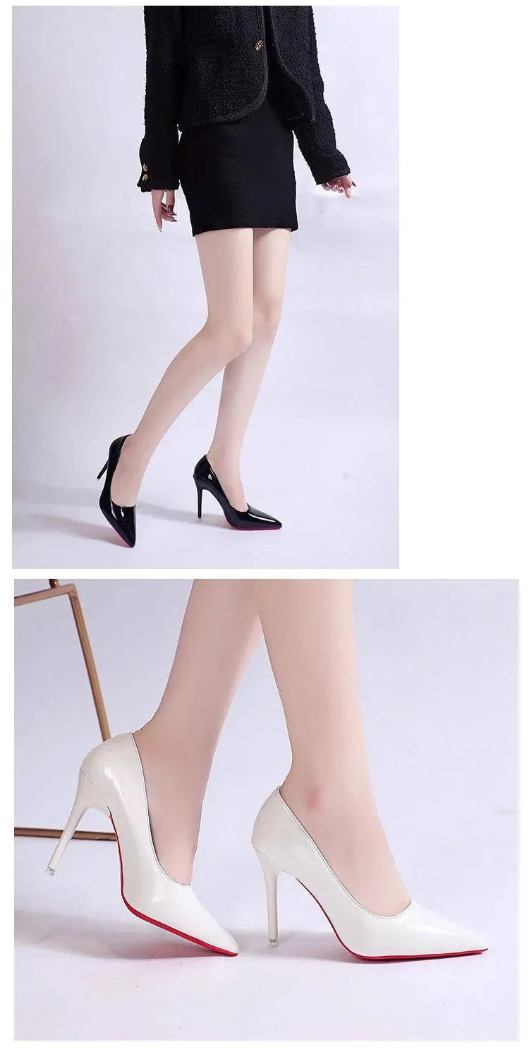 Patent Leather Stiletto Pumps with Pointed Toe