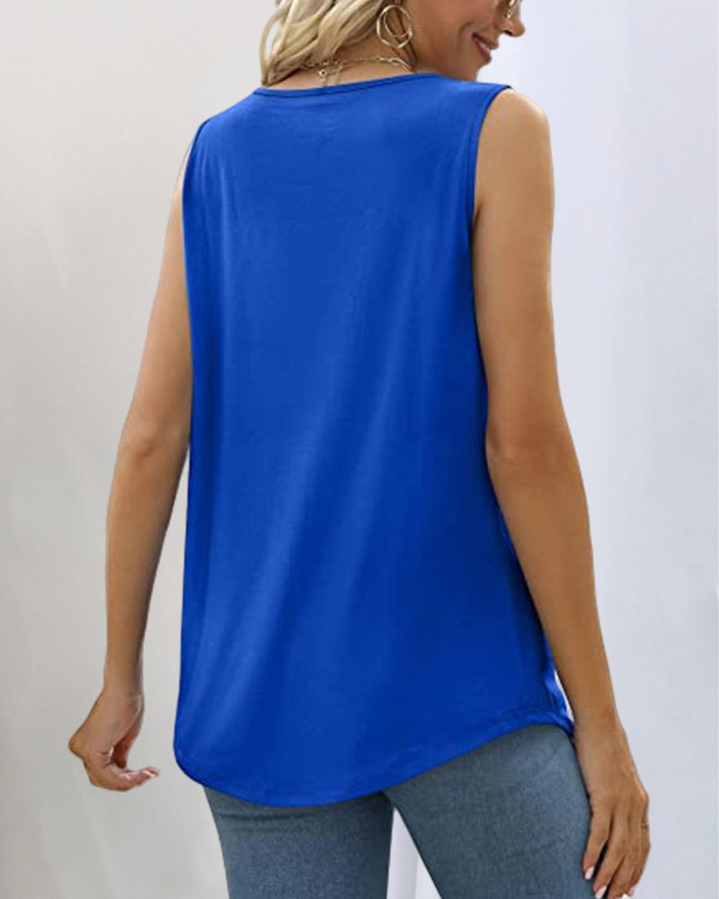 Women's Cotton Blend Square Neck Sleeveless Vest Top