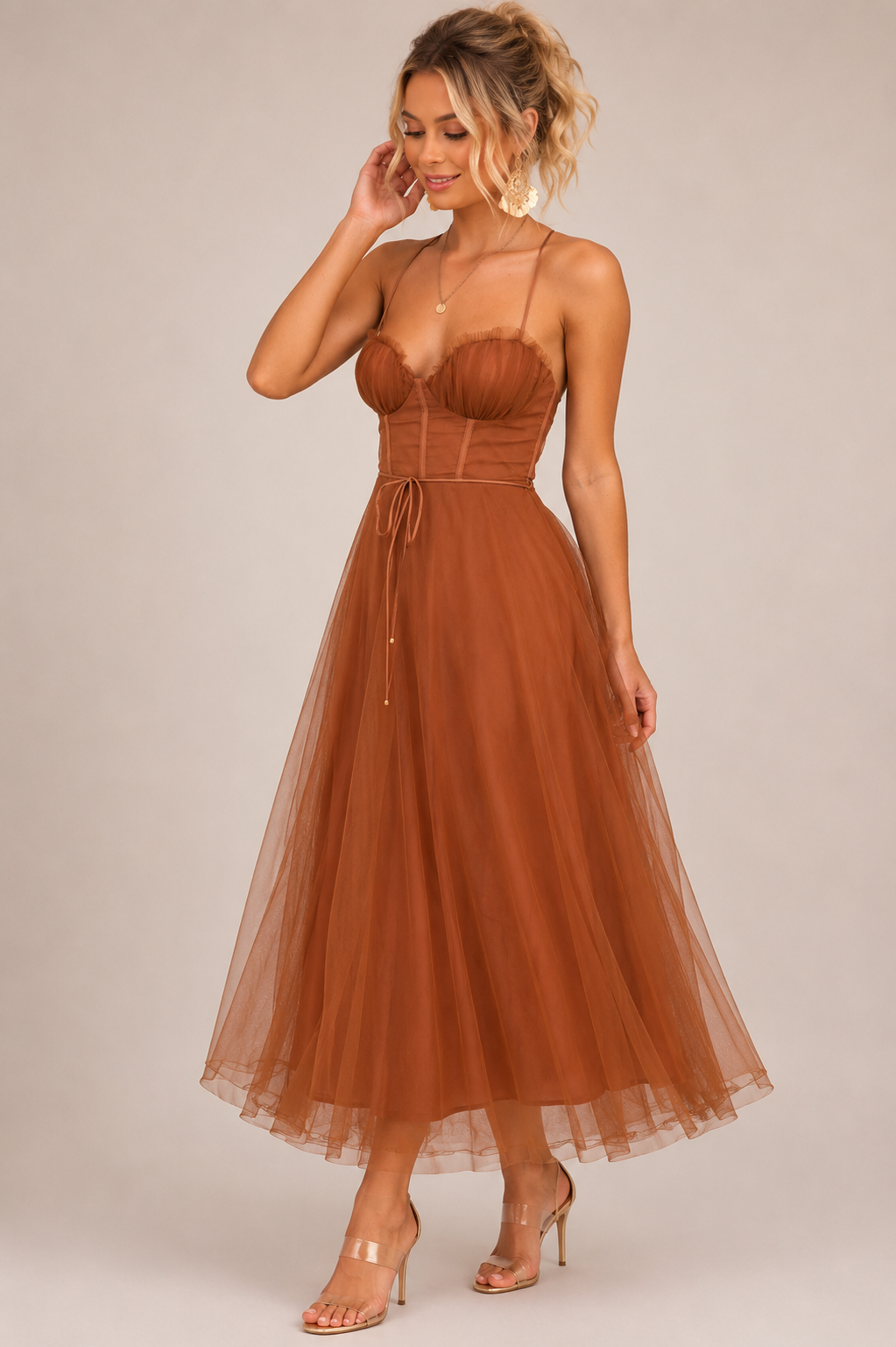 Women's Tulle Midi Occasion Dress