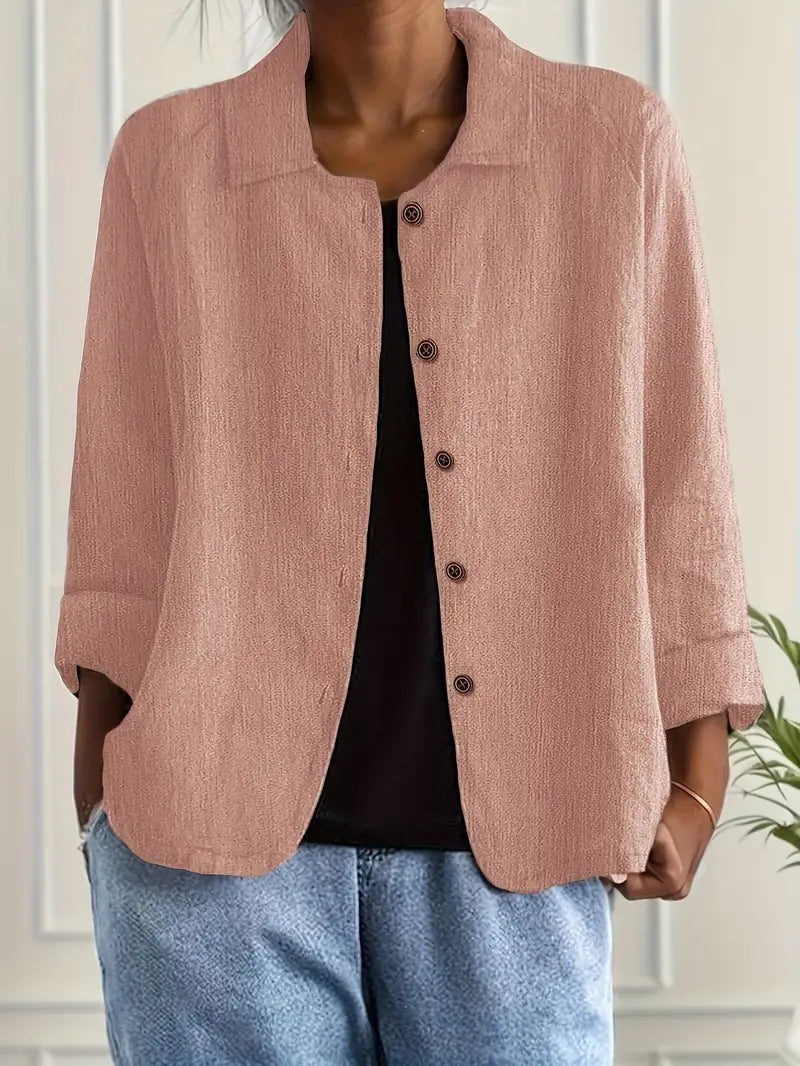 Veste décontractée pour femme à col et boutonnage sur le devant