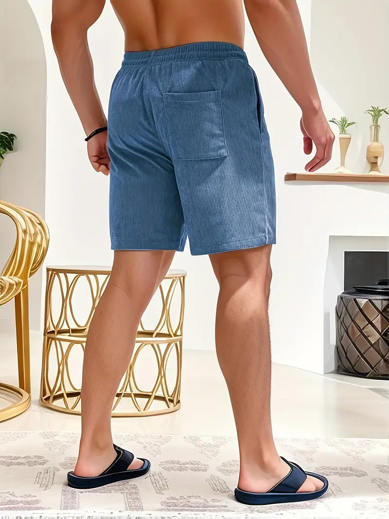 Corduroy Drawstring Shorts with Side Pockets