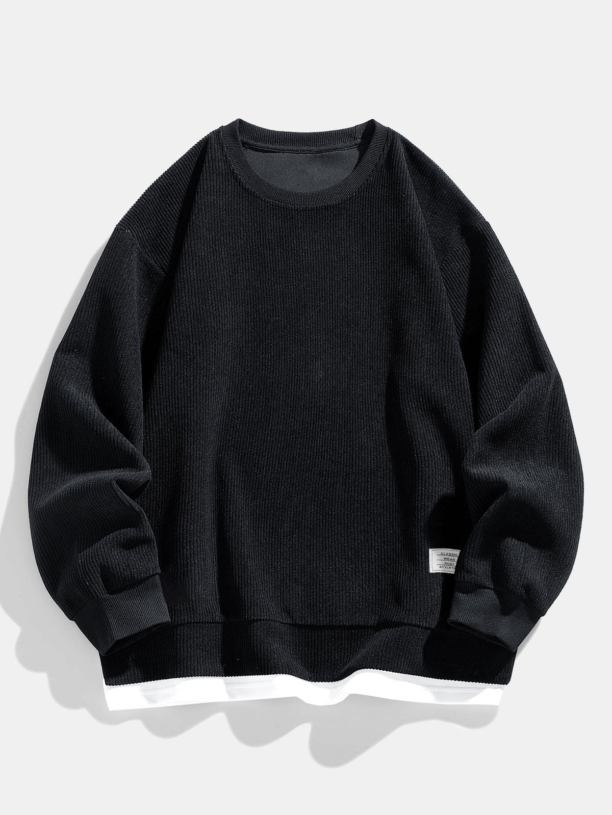 Men's Relaxed Fit Ribbed Crew Neck Sweatshirt