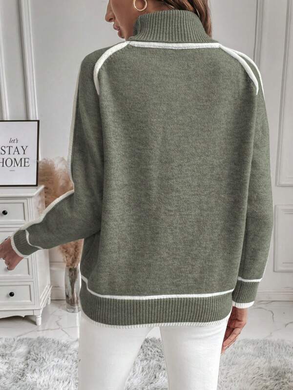 Women’s Roll Neck Contrast Trim Jumper