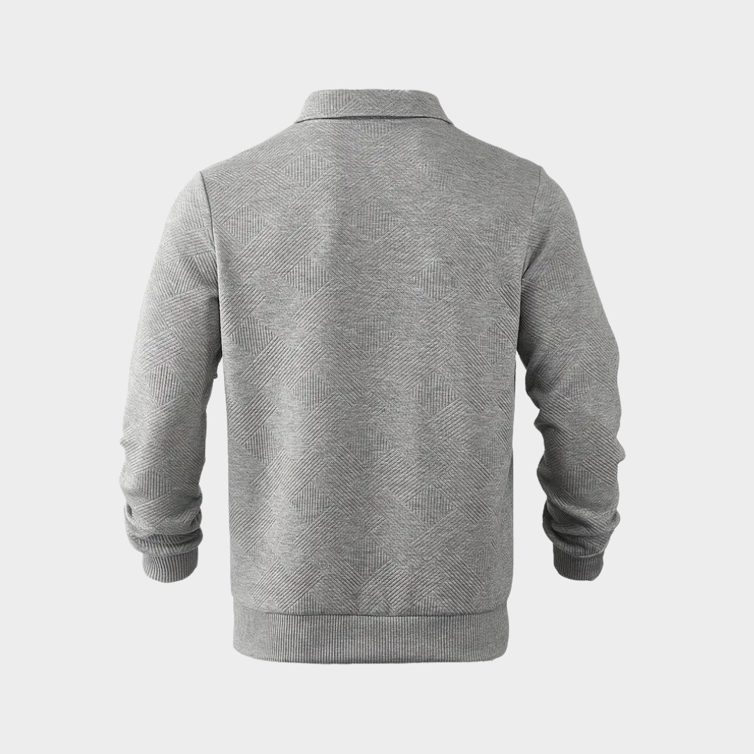 Men’s Textured Half-Zip Collared Sweatshirt