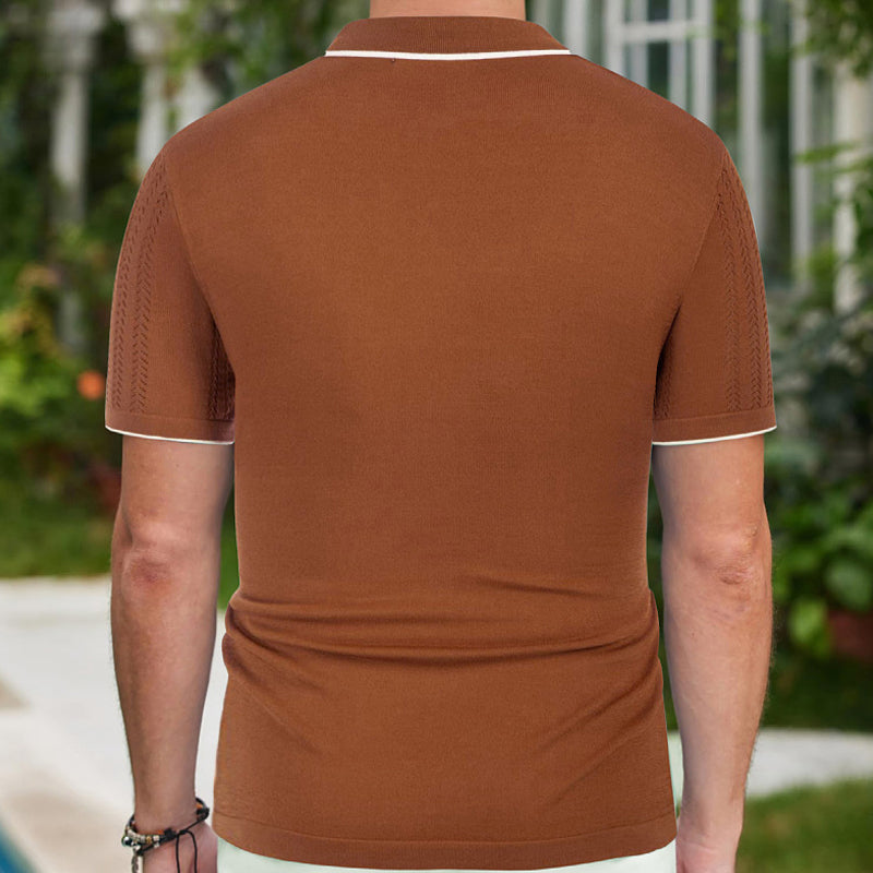 Knitted Polo Shirt with Contrast Collar Trim
