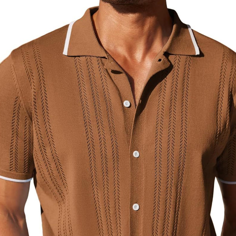 Knitted Polo Shirt with Contrast Collar Trim