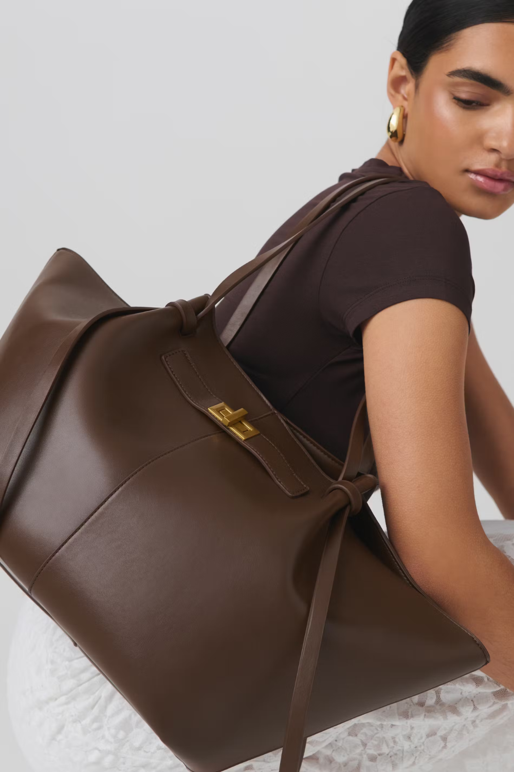 Women's Soft Leather Tote Bag with Shoulder Straps