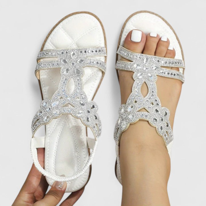 Rhinestone Sandals with Embellished Ankle Strap