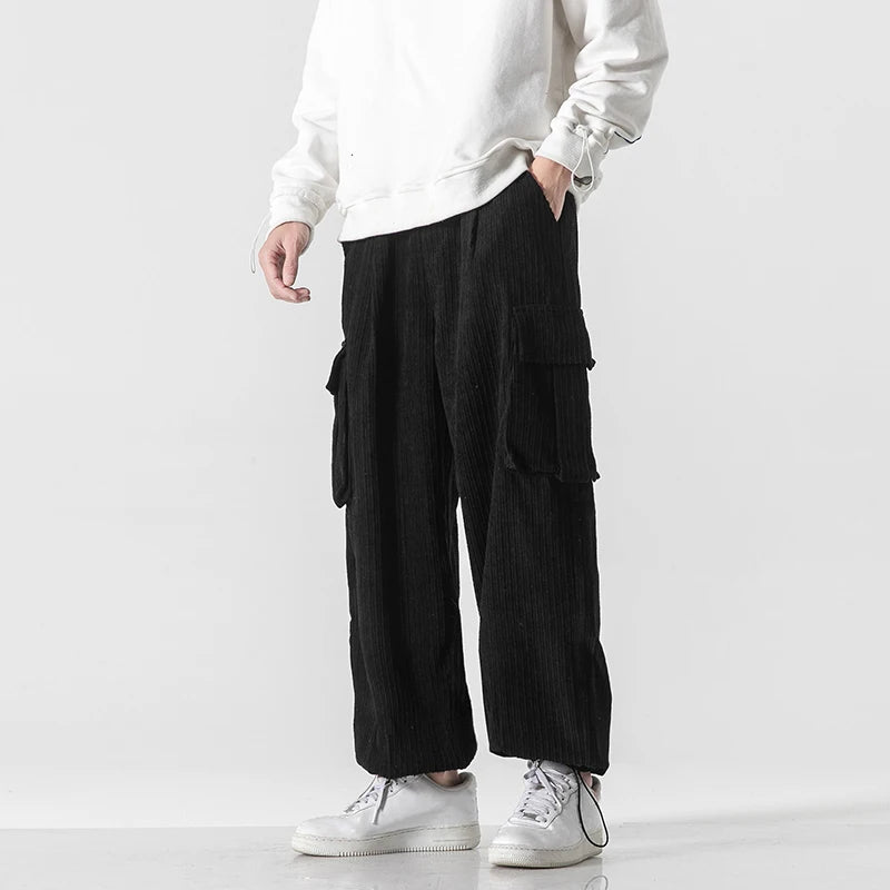 Men’s Wide-Leg Corduroy Cargo Trousers