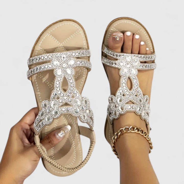 Rhinestone Sandals with Embellished Ankle Strap