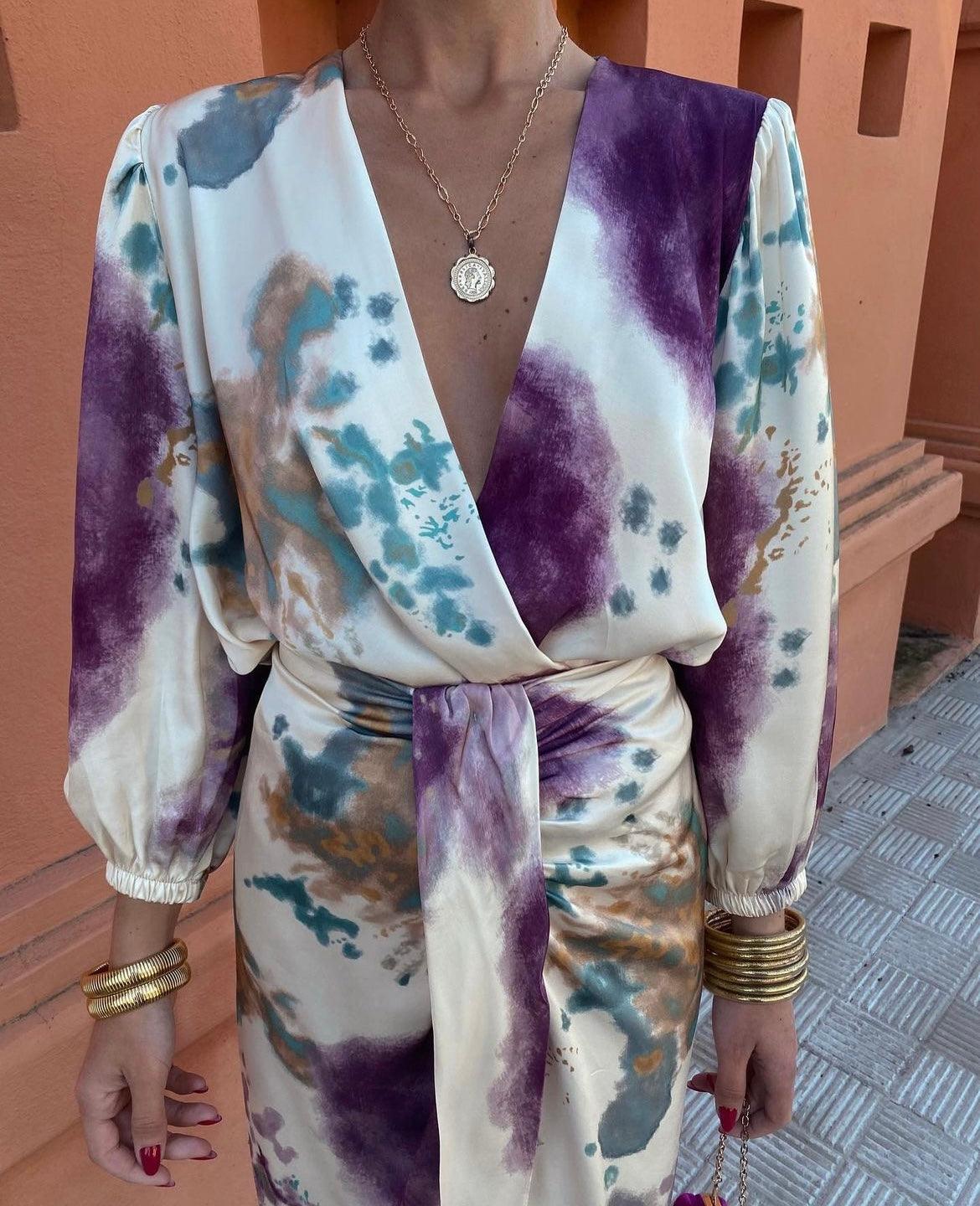 Women's Floral Print Wrap Midi Dress