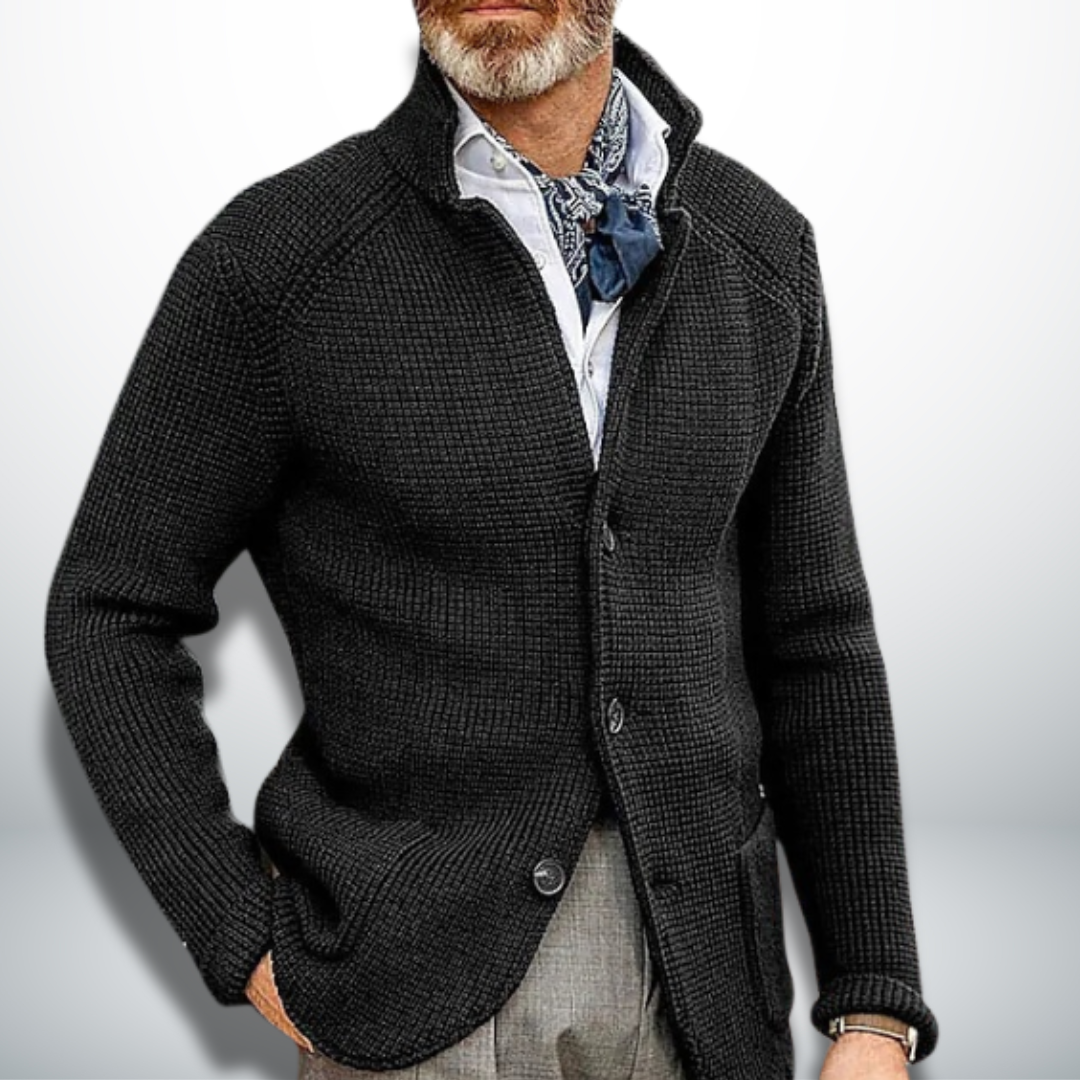 Men's Knitted Stand-Collar Cardigan