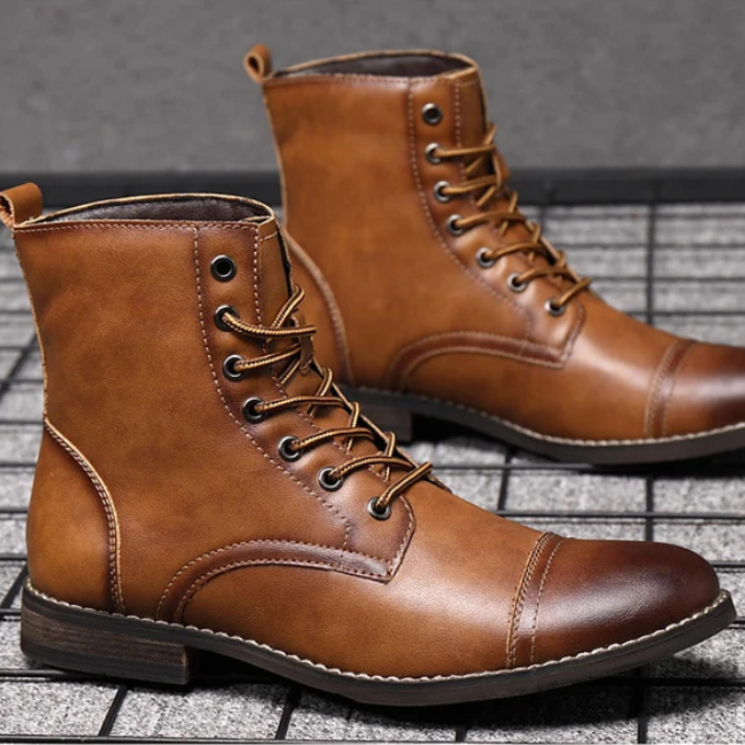 Men's Lace-Up Ankle Boots | Black Leather