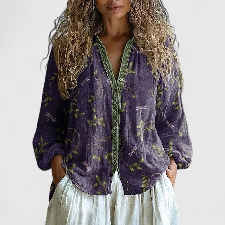 Women's Floral Button-Down Blouse | Relaxed Fit Shirt
