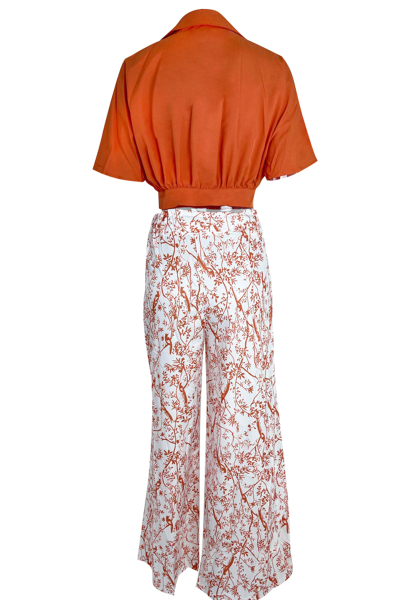 Wrap Crop Top and Wide-Leg Trouser Set