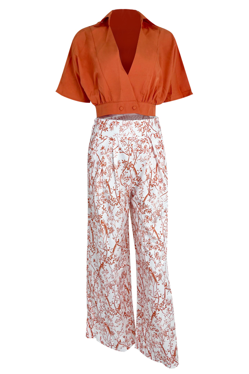 Wrap Crop Top and Wide-Leg Trouser Set