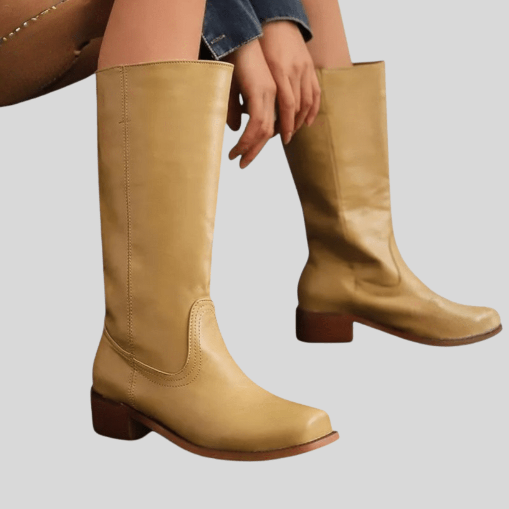 Women’s Knee-High Riding Boots with Low Block Heel
