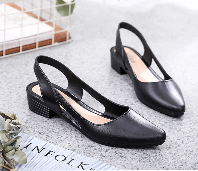 Slingback Pumps with Block Heel and Pointed Toe