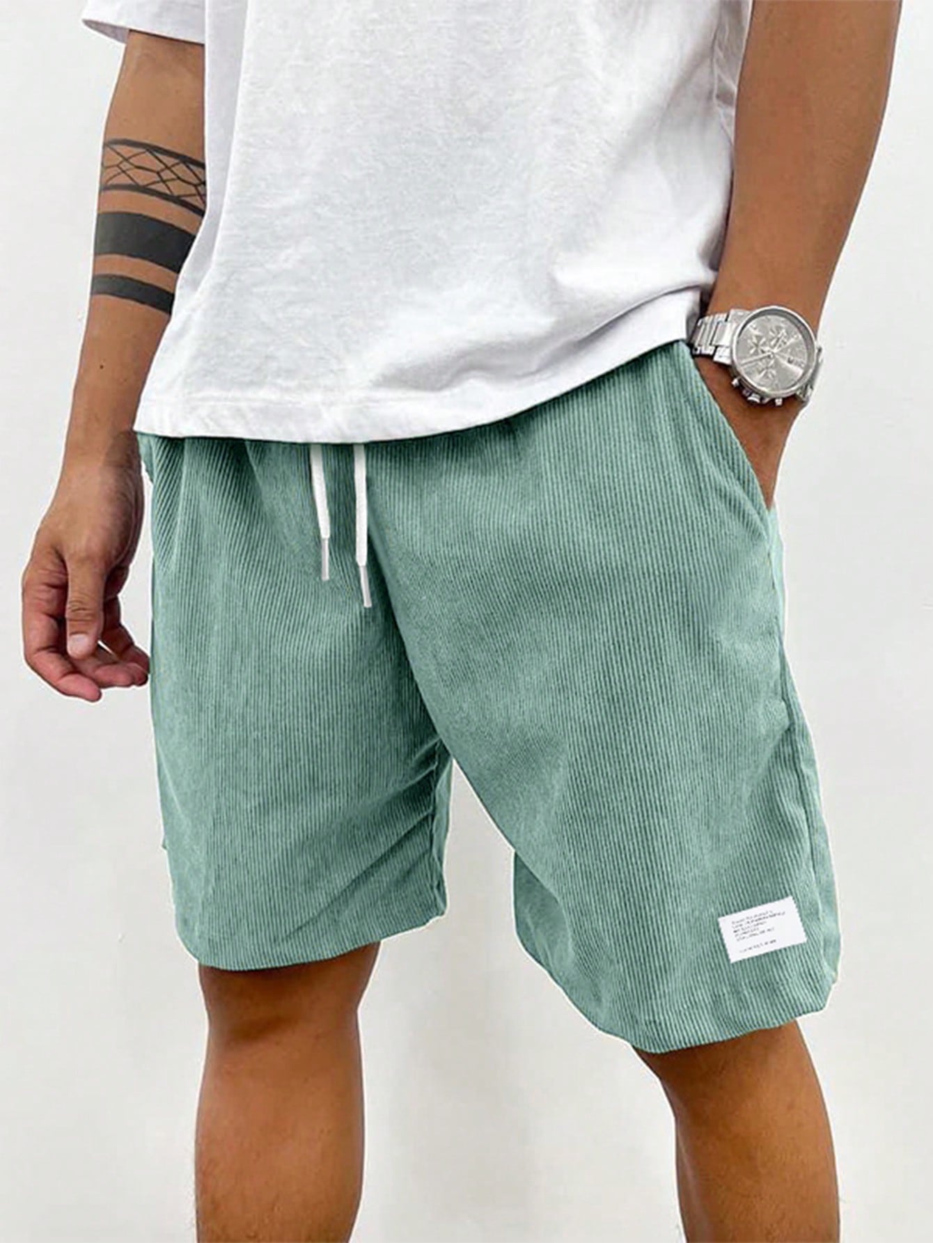 Men's Corduroy Shorts with Drawstring Waist