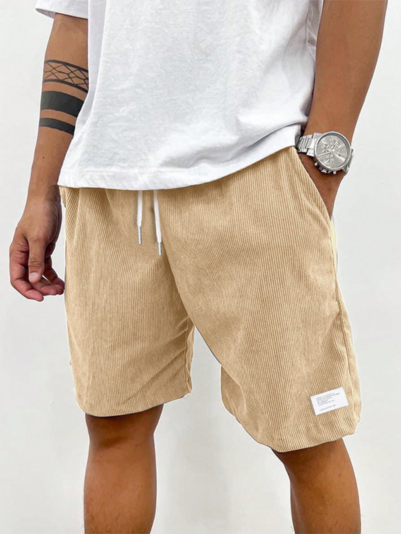 Men's Corduroy Shorts with Drawstring Waist