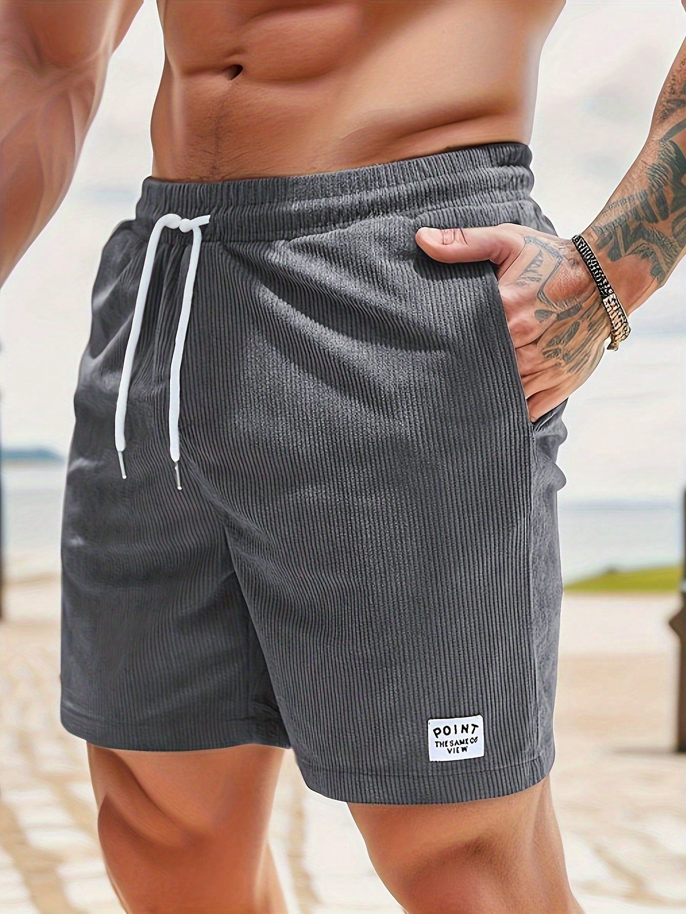 Men's Corduroy Shorts with Drawstring Waist