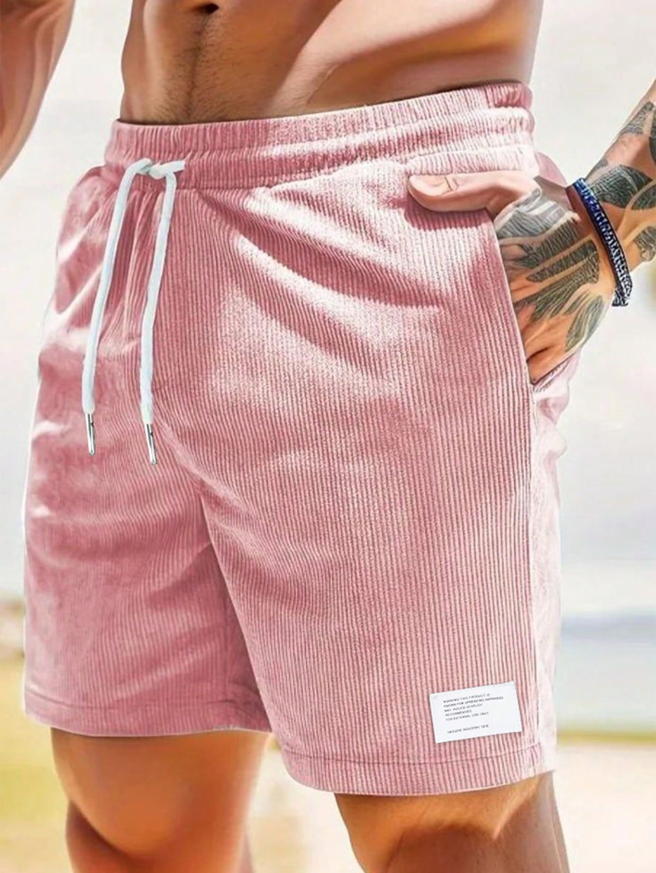 Men's Corduroy Shorts with Drawstring Waist