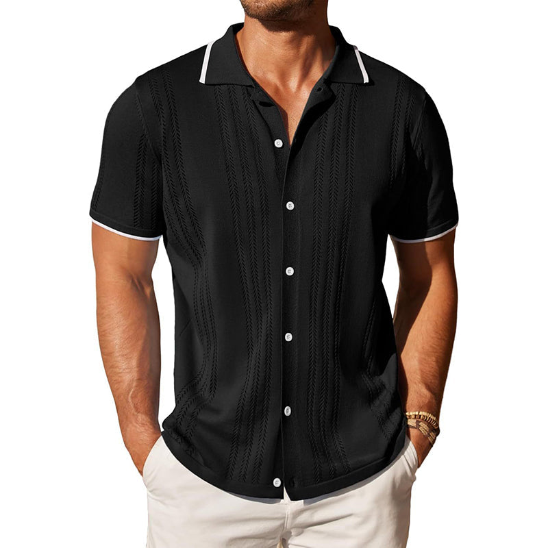 Knitted Polo Shirt with Contrast Collar Trim