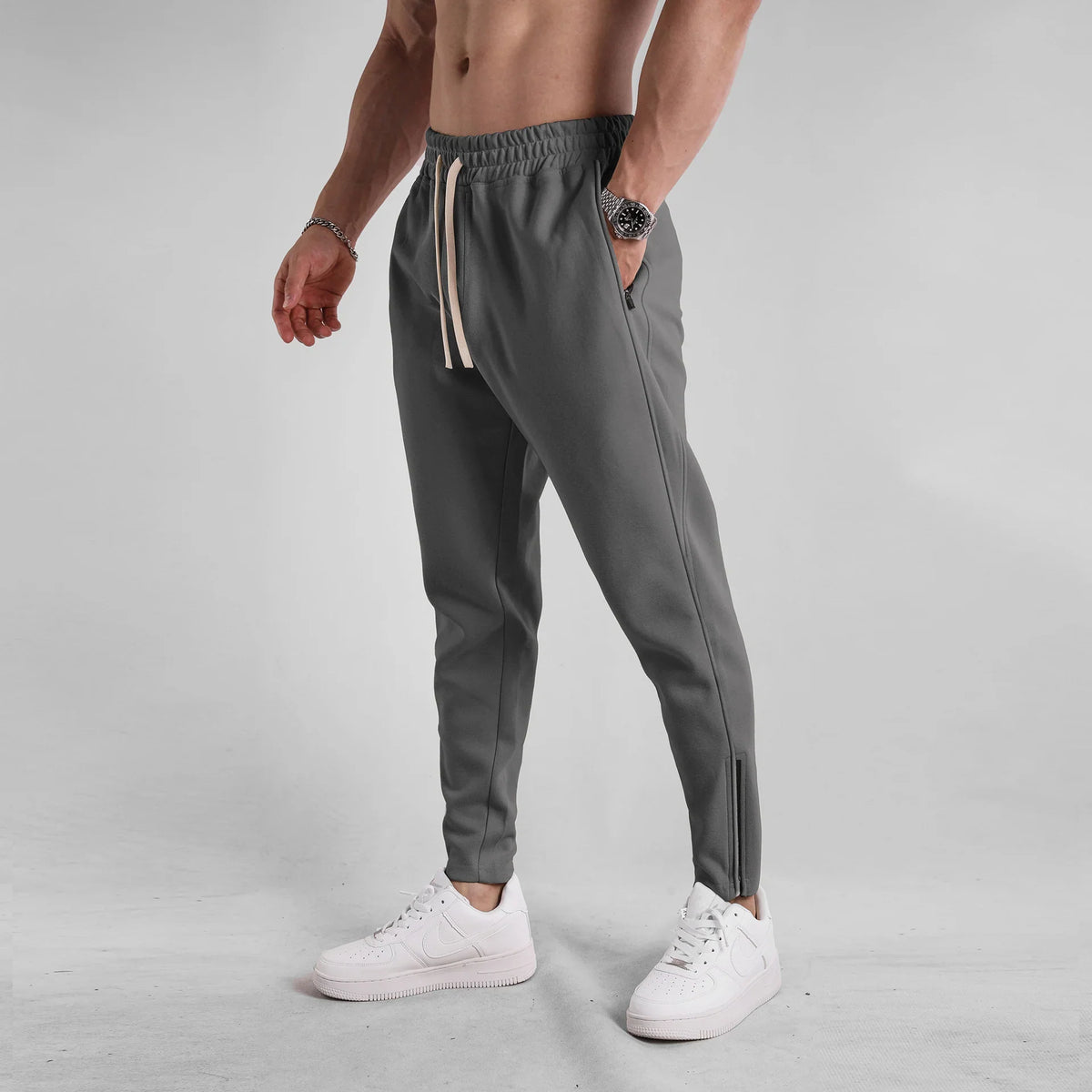 Men's Tapered Joggers with Zip Pockets
