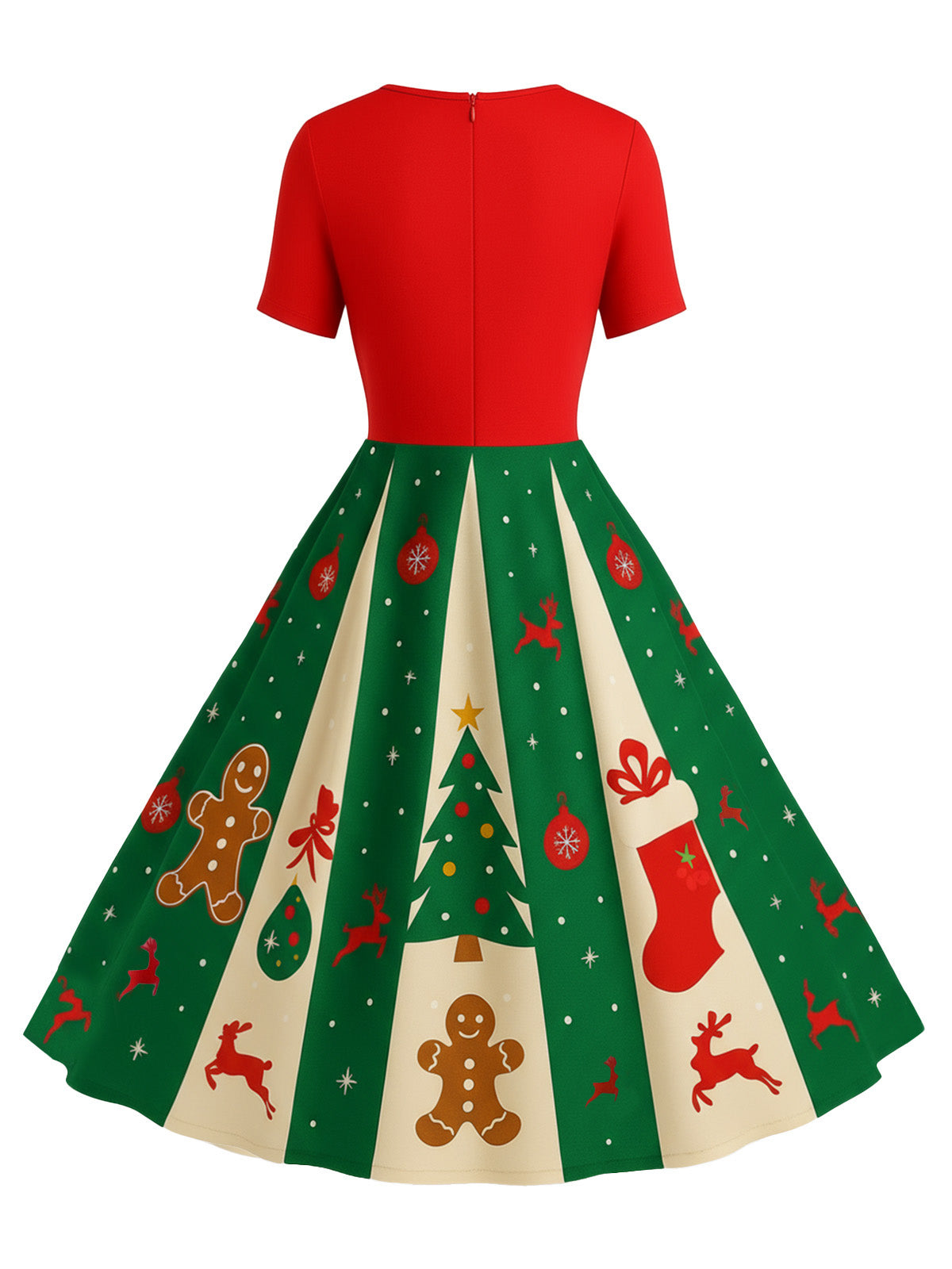Women's Gingerbread Print Swing Dress | Knee Length Party Dress