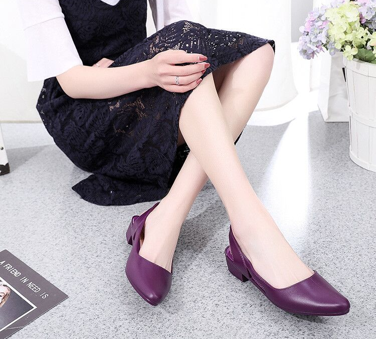 Slingback Pumps with Block Heel and Pointed Toe