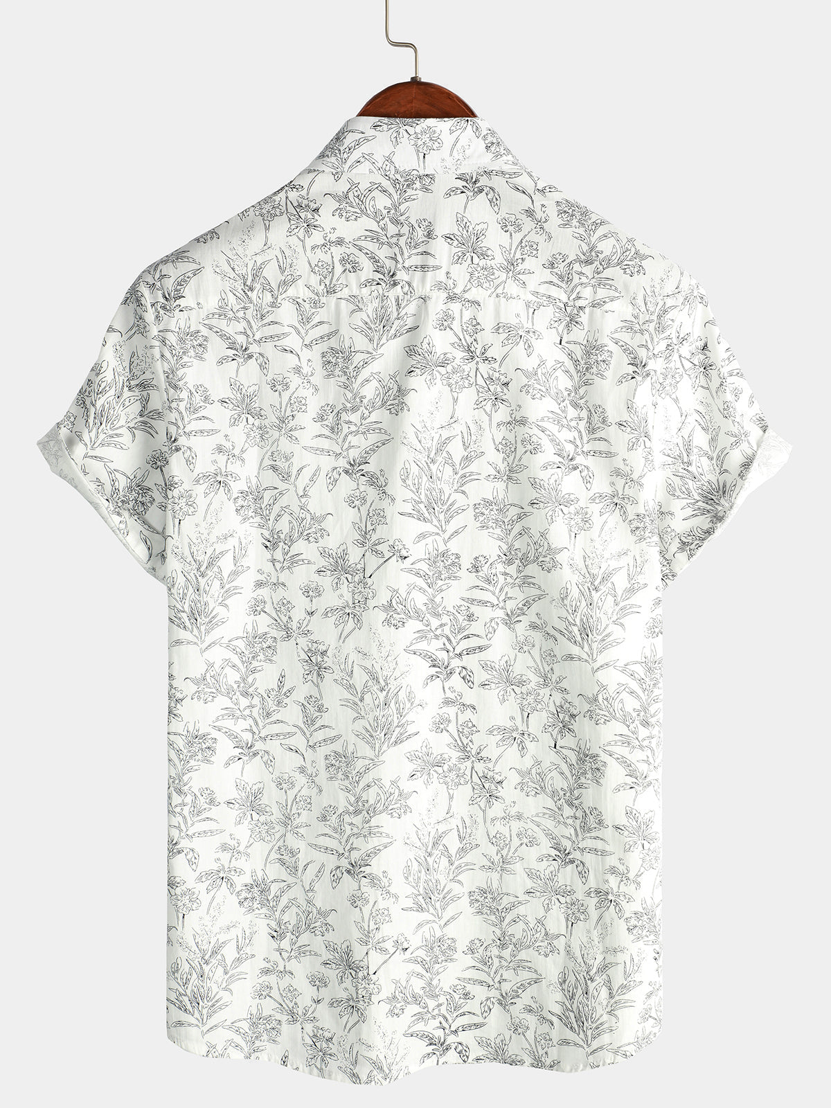 Men's Floral Print Short Sleeve Shirt with Chest Pocket