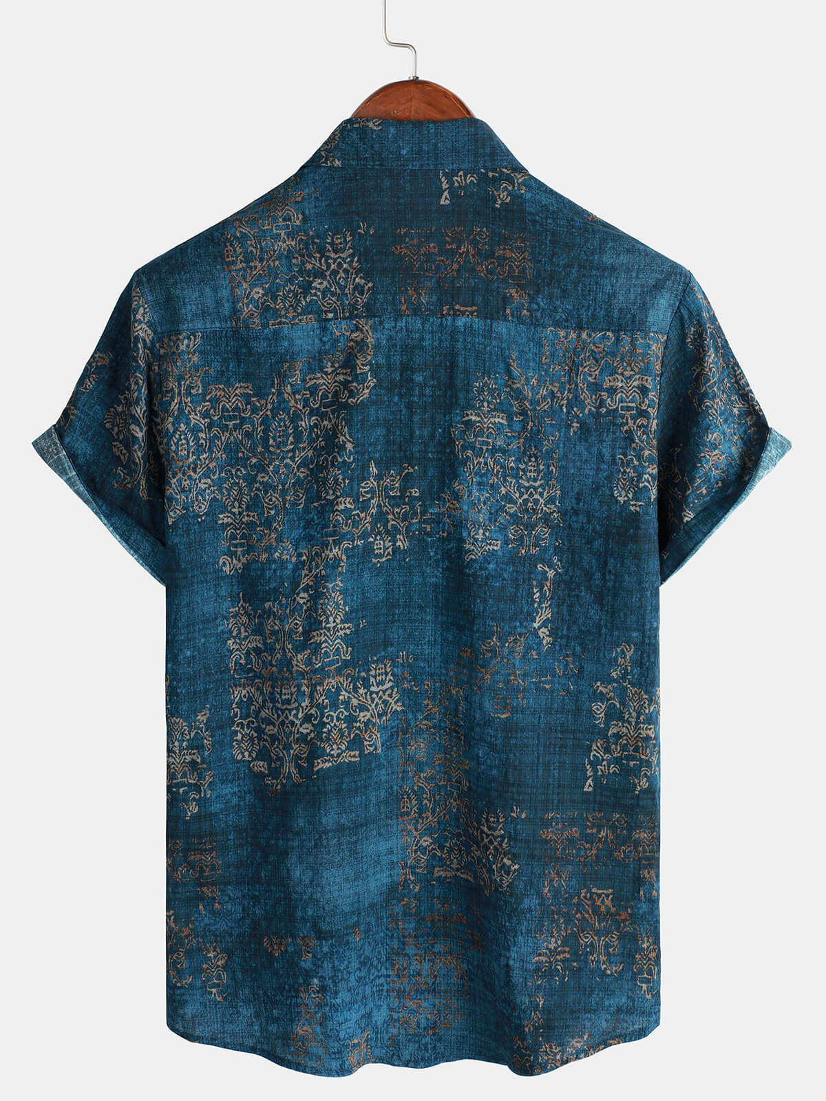 Chemise vintage à manches courtes imprimée pour homme