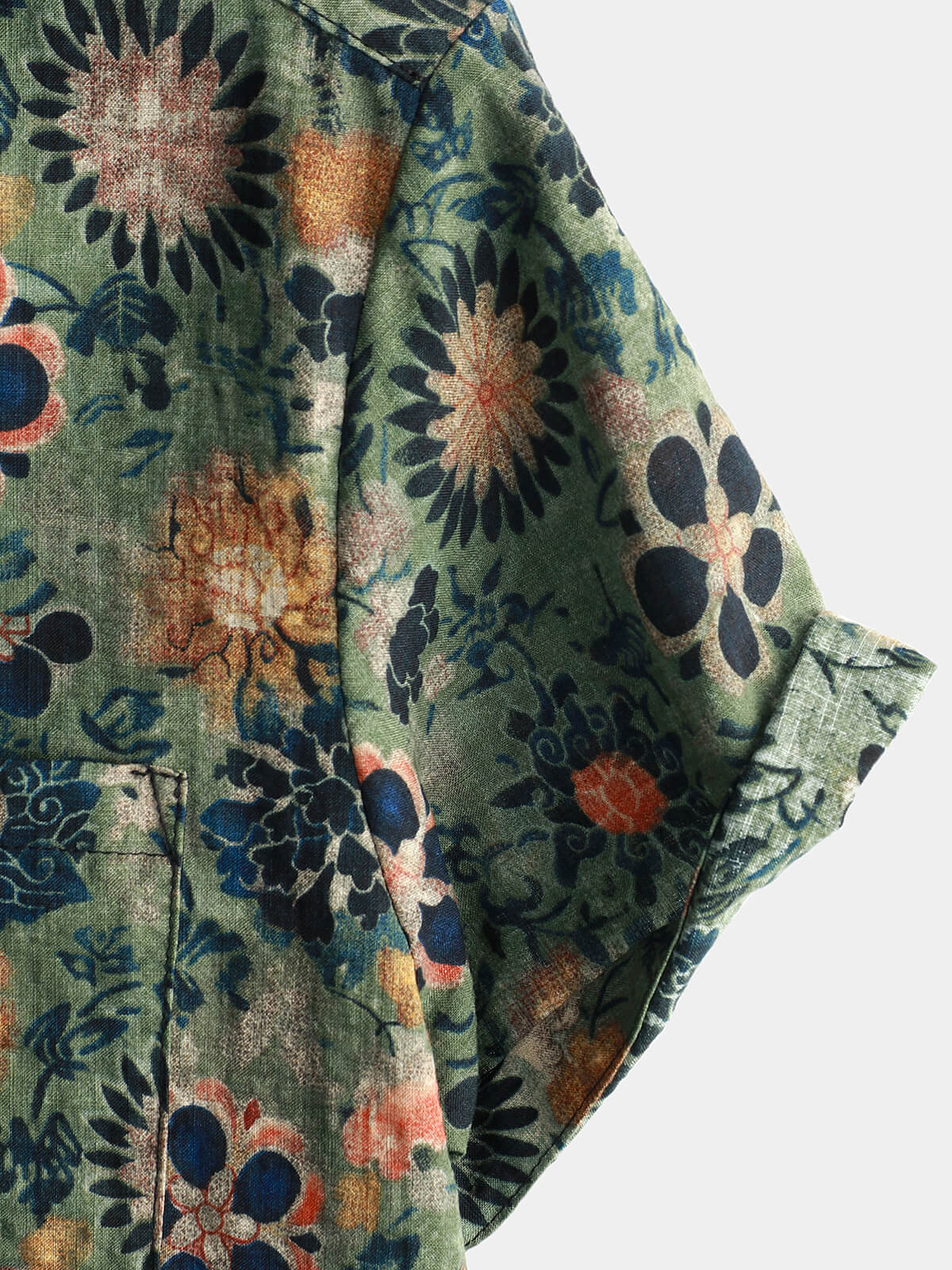 Men's Floral Print Short Sleeve Shirt with Chest Pocket