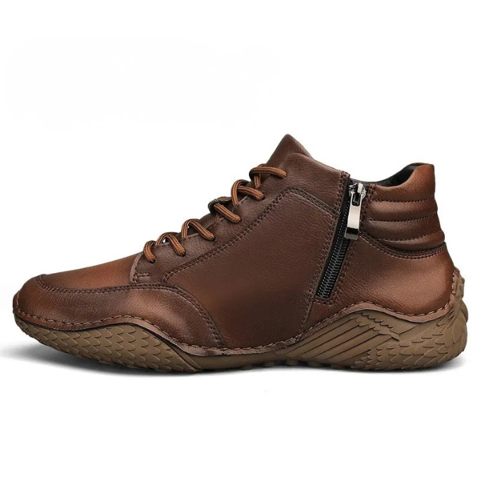 Men's Leather Ankle Boots | Brown Lace-Up