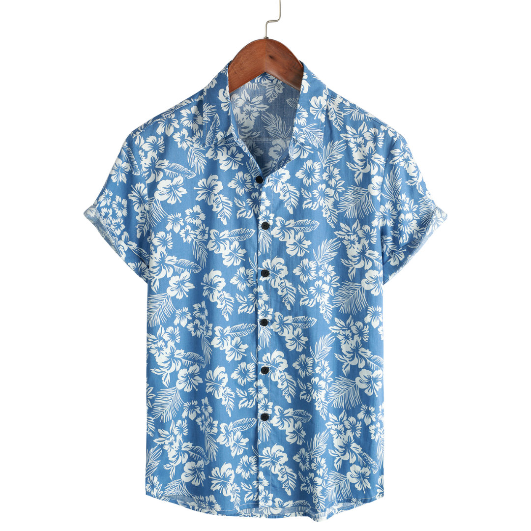 Chemise tropicale à fleurs à manches courtes pour homme