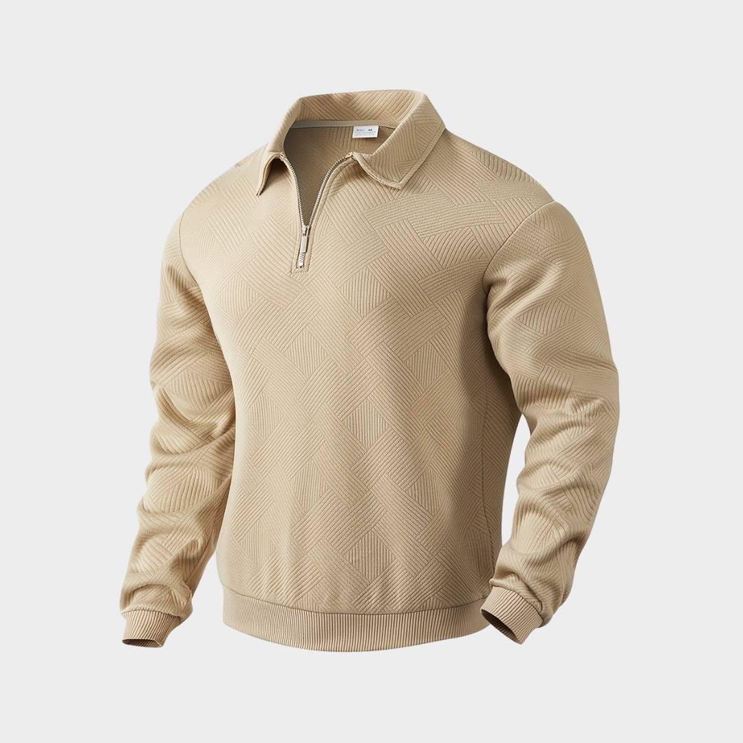 Men’s Textured Half-Zip Collared Sweatshirt