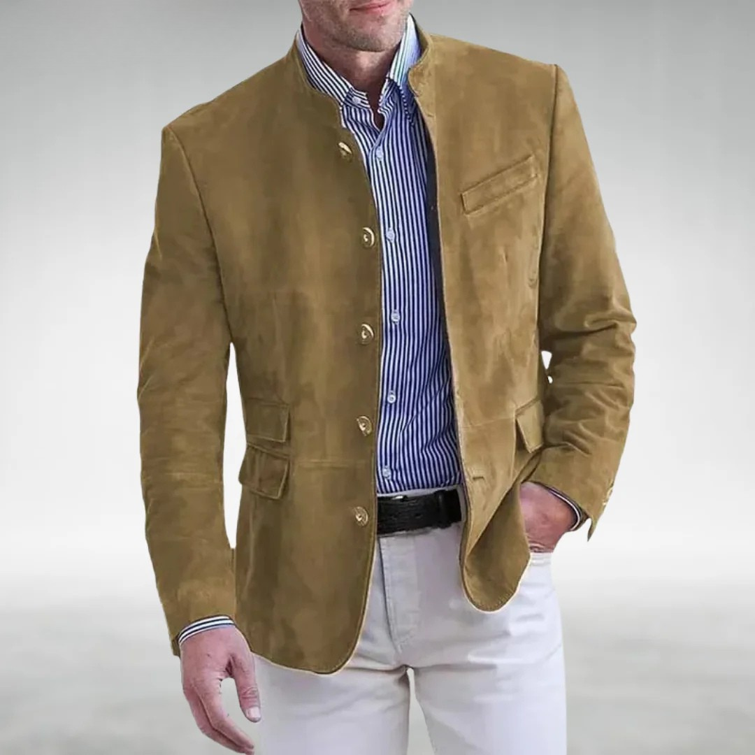 Blazer homme à col montant, aspect daim