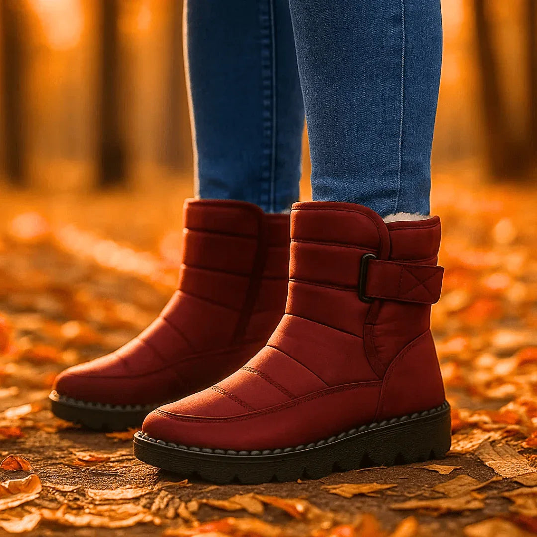 Bottines d’hiver matelassées pour femme, doublées en fausse fourrure
