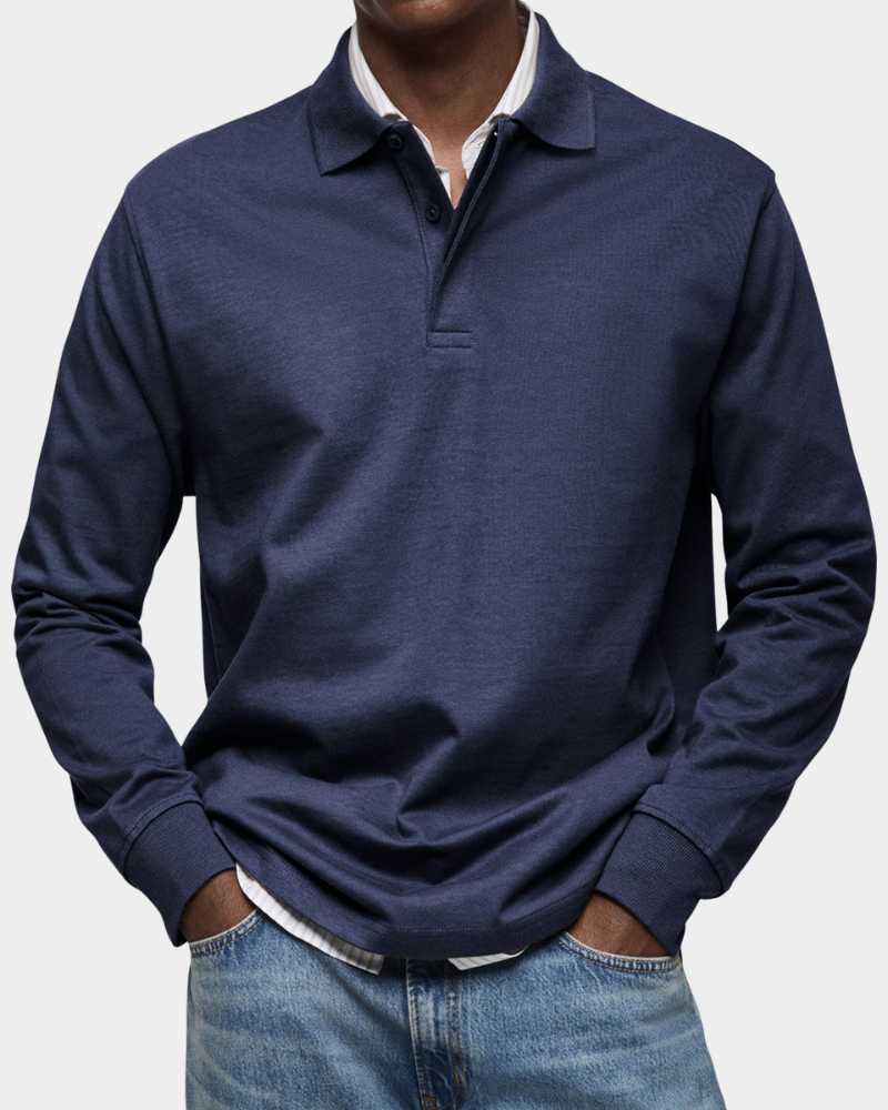 Men's Long Sleeve Cotton Polo Shirt