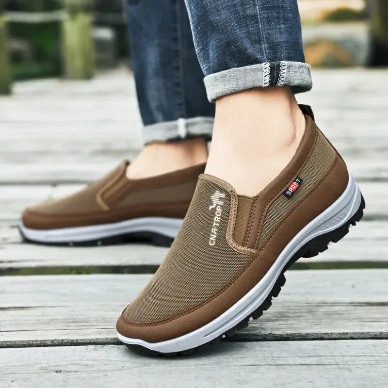 Slip-On Canvas Trainers with Contrast Sole