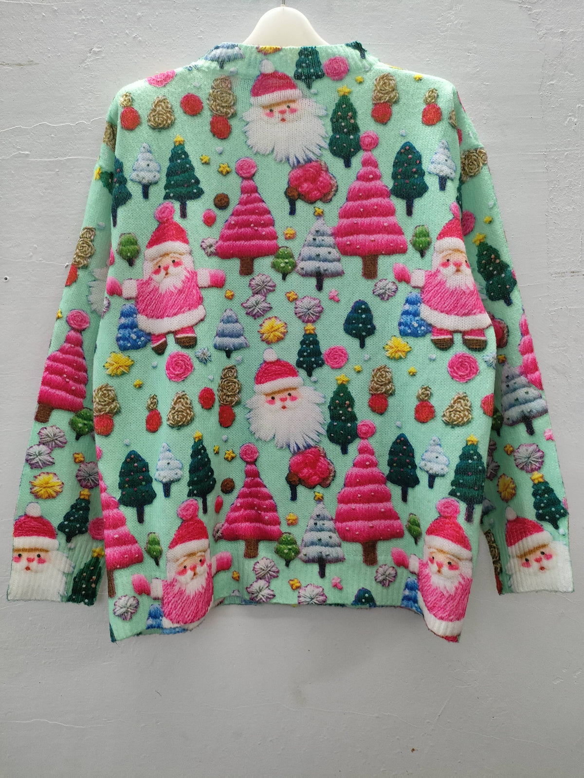 Pull de Noël oversize pour femme | Pull en maille imprimé Père Noël