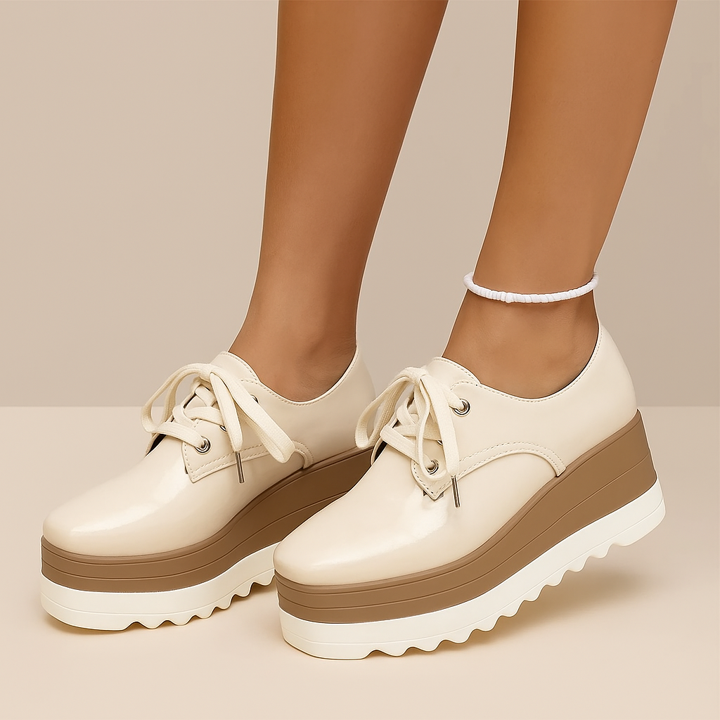 Chaussures compensées à plateforme et lacets pour femme