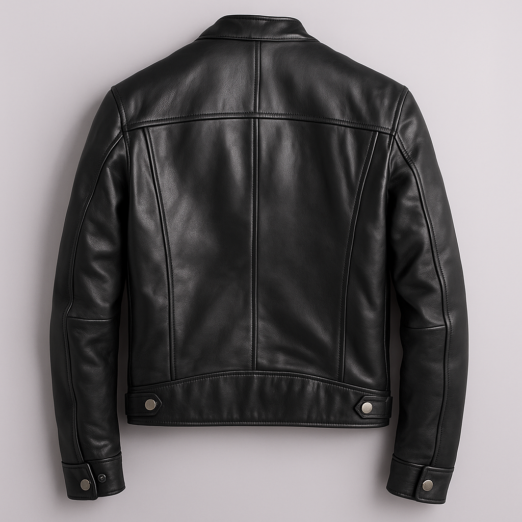 Leather Biker Jacket with Zip Pockets