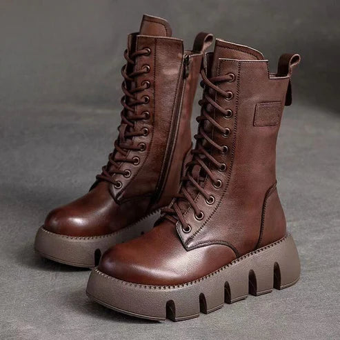 Women's Lace-Up Winter Boots with Side Zip
