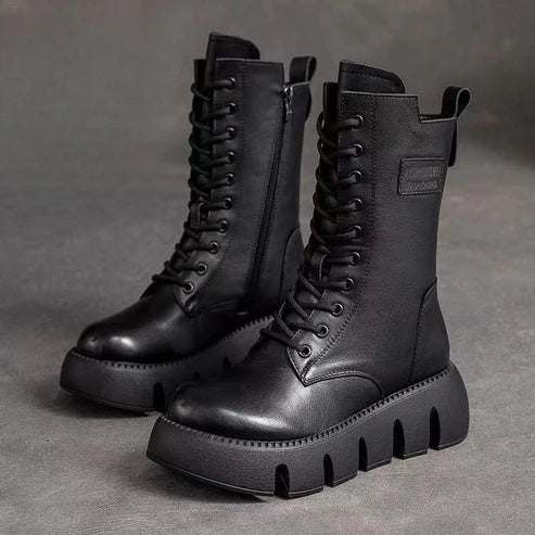Women's Lace-Up Winter Boots with Side Zip