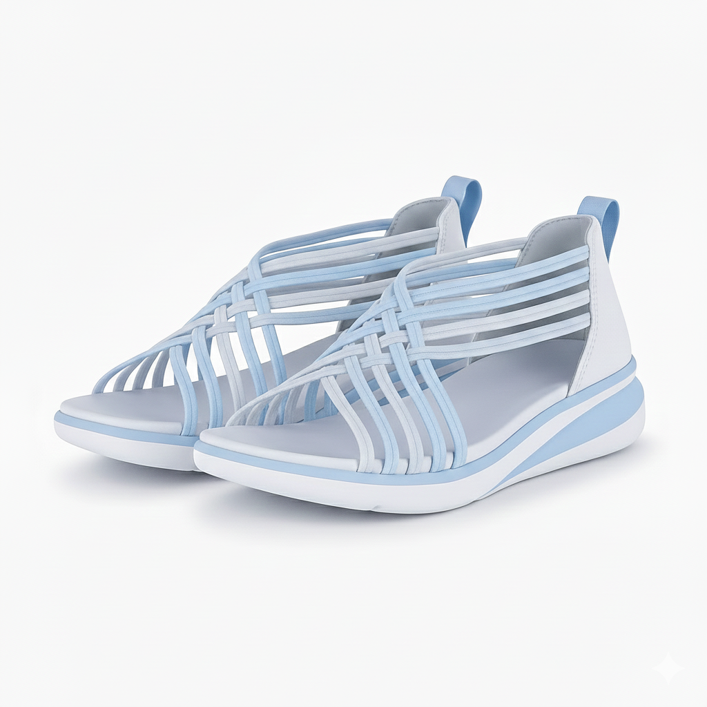 Women's Cushioned Strappy Wedge Sandals
