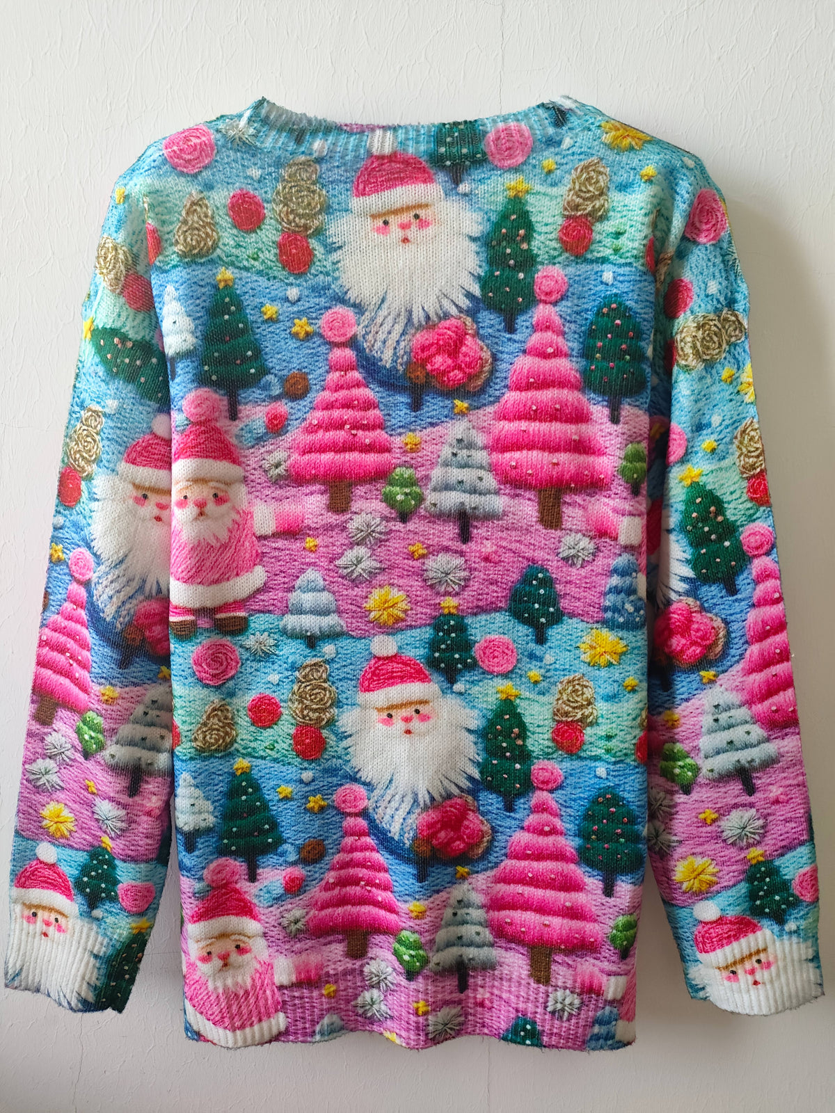 Pull de Noël oversize pour femme | Pull en maille imprimé Père Noël
