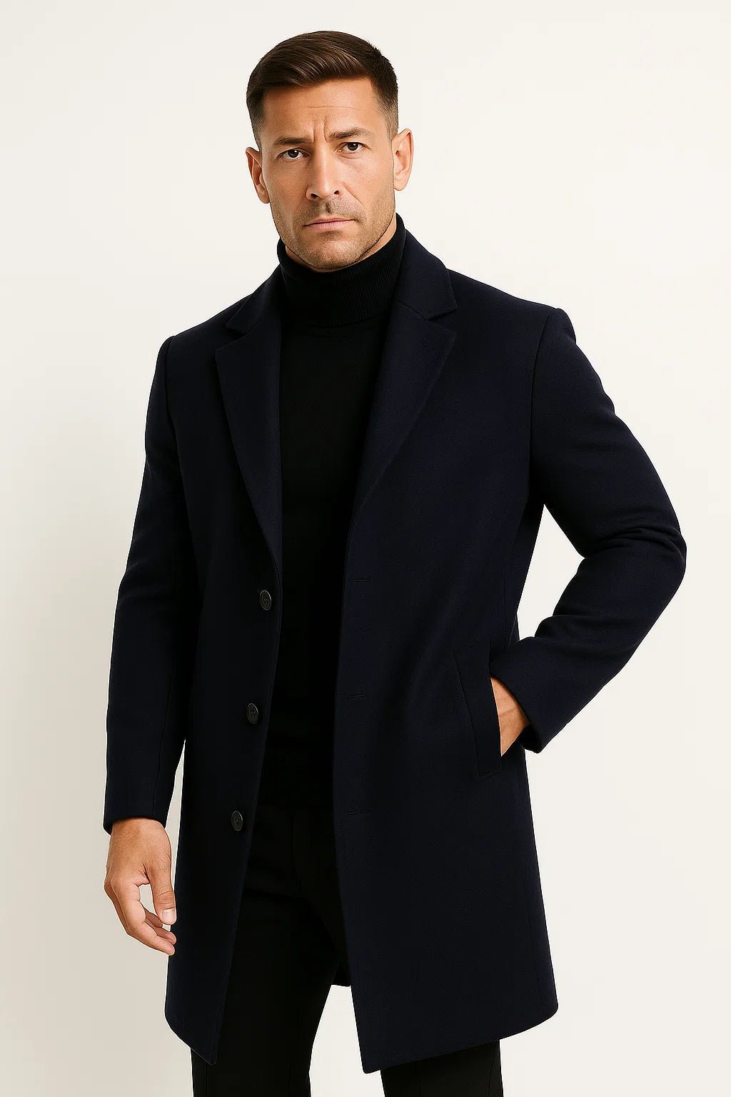 Trench-coat mi-long pour homme | Double boutonnage